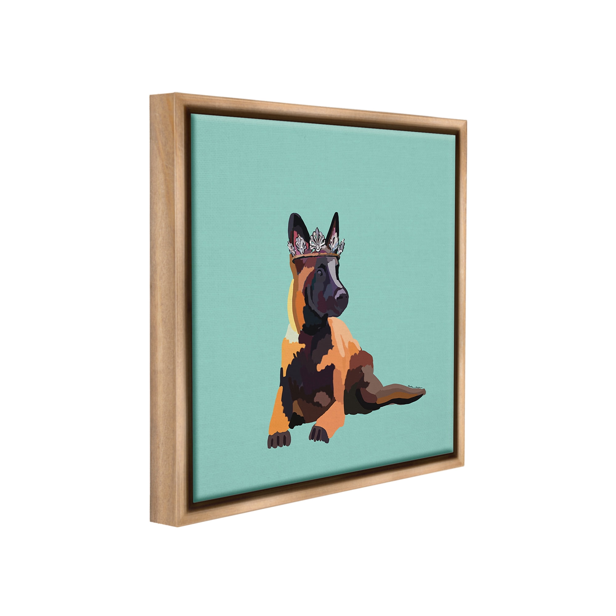 Stupell Industries Royal German Shepherd Animals & Insects Painting Brown Floater Framed Canvas Art Print Wall Art, 18 x 18