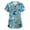 Blue-B#160526NN, variant on Cartoon Animal Print Scrubs for Women Tops Stretchy S-5XL Plus Size Women's Nurse Uniform with Pocket V Neck Short Sleeve Scrubs Top