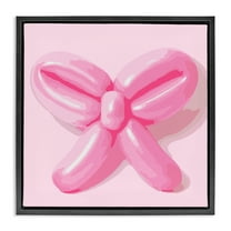 Stupell Industries Pink Balloon Bow Abstract Painting Black Floater Framed Canvas Art Print Wall Art, 18 x 18