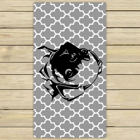 ZKGK Moroccan Tile Quatrefoil with Pug Hand Towel Bath Towels Beach Towel For Home Outdoor Travel Use Size 30x56