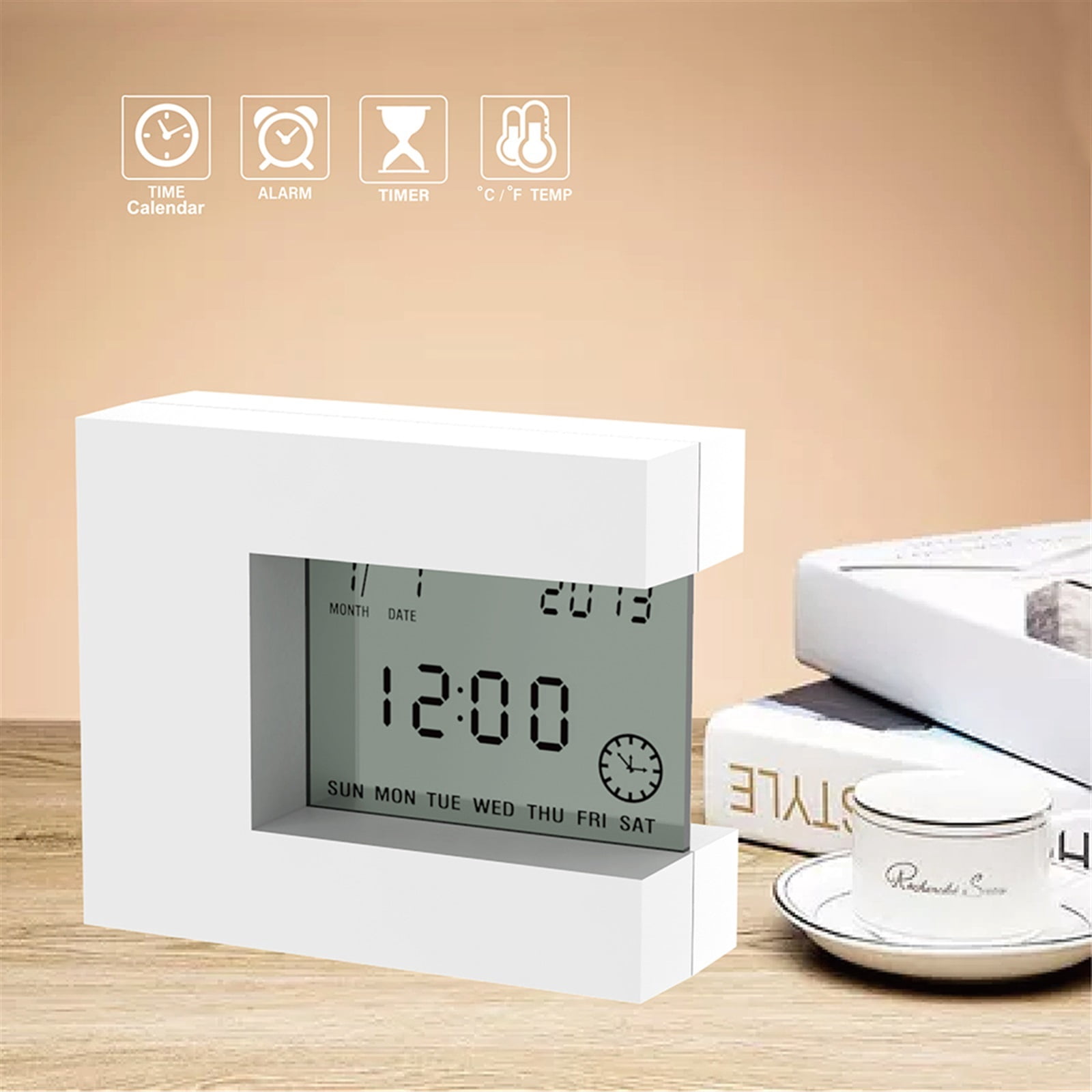 Countdown Timer Temperature Battery Operated Square Electronic Clock Home Desk Decoration With Digital Calendar Date Alarm
