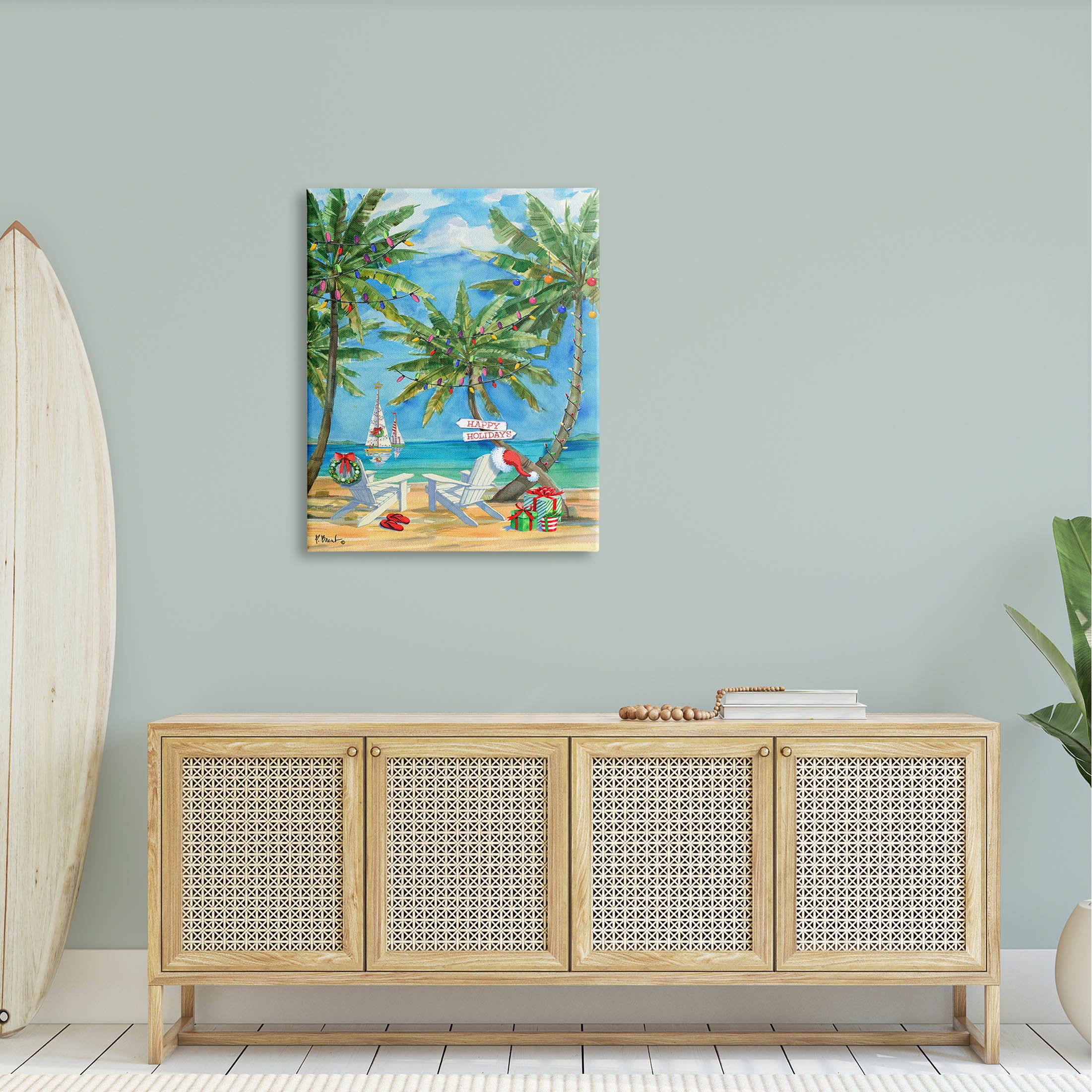 Stupell Industries Holiday Palms Warm Island Winter Painting Gallery Wrapped Canvas Print Wall Art, Design by Paul Brent