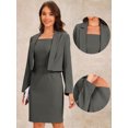 thumbnail image 2 of DARING DIVA 2Pcs Women's Long Sleeve Blazer Sleeveless Dress Suit Set S Grey, 2 of 6
