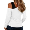 thumbnail image 6 of Women's V Neck Long Sleeve Shirts, Classic off the Shoulder Tops, Fall Base Trendy Outfits, 6 of 6