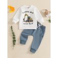 thumbnail image 4 of Elippeo Toddler Boy Fall Outfits Cartoon Excavator Letter Print Long Sleeve Sweatshirt and Solid Color Pants 2 Pcs Set  6 12 18 24 Months 3 Years, 4 of 9