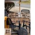 thumbnail image 4 of Outdoor Tablecloth with Umbrella Hole and Zipper, Vintage Farmhouse Square Table Cloth 60x60 Inch Waterproof Tablecloth, Retro Home Text Country Star Wooden Picnic Table Cover for Patio Camping, 4 of 7