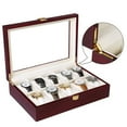 thumbnail image 4 of Luxury Wooden Watch Box, 1-12 Grids Watch Organizer with 6 Slots, Jewelry Display Holder for Men & Women, 4 of 8