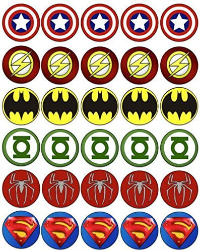 30 x Avengers Marvel Edible Cupcake Toppers Wafer Paper Fairy Cake Topper Movie 