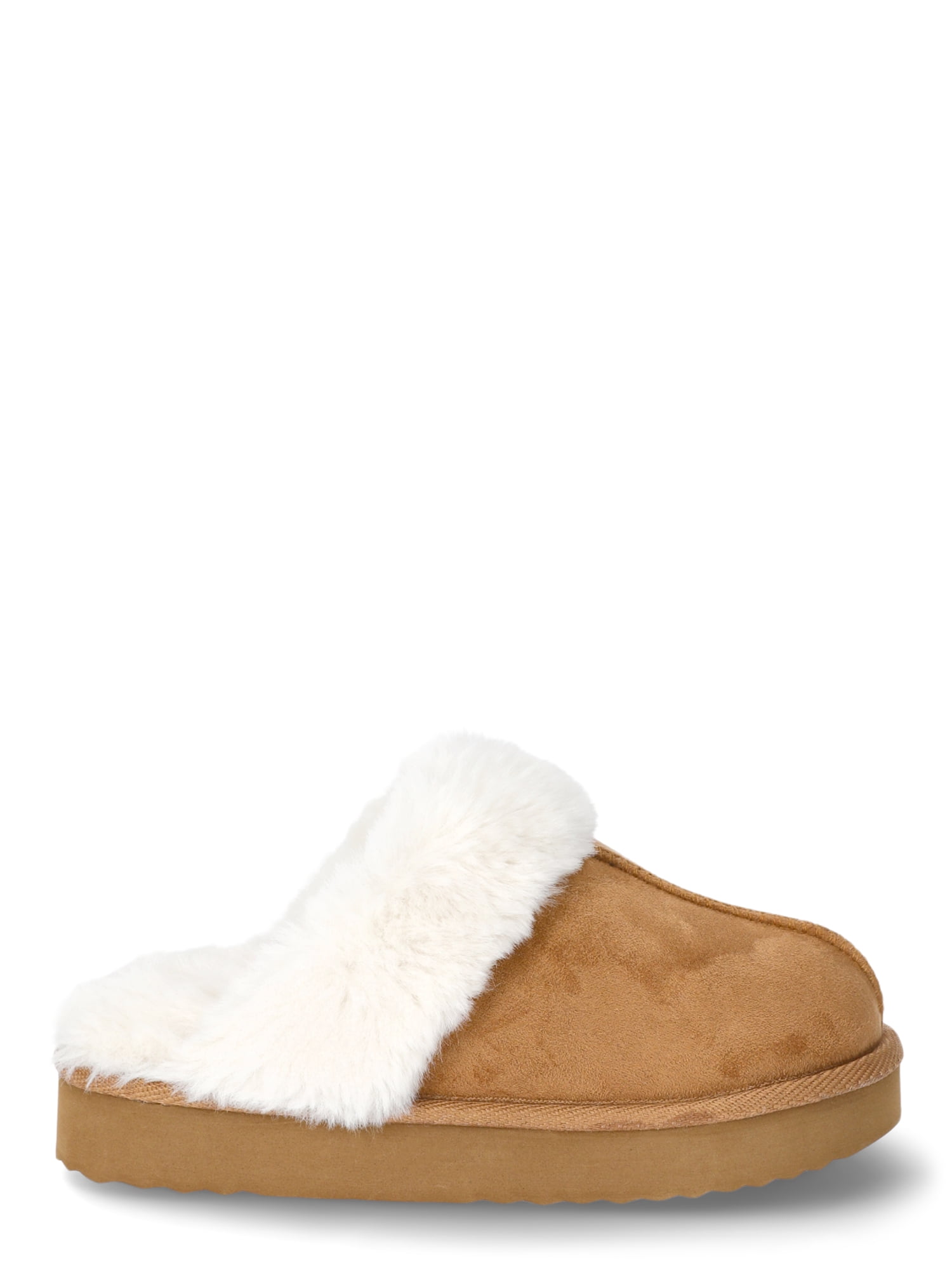 Wonder Nation Girls Scuff Slippers With Faux Fur Trim