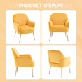 thumbnail image 6 of Yellow Velvet Accent Chair with Metal Legs - Modern Upholstered Barrel Chair, 6 of 10