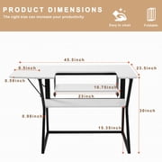 Vividwood Sewing Table, Large Sewing Machine Table with Adjustable Platform and Storage Shelf