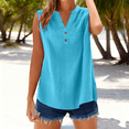 thumbnail image 5 of Womens Summer Cotton Linen Tank Tops Sleeveless V Neck Button Shirts Fashion Casual Solid Color Henley Shirts Blouses Base Tees, 5 of 5
