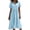 #197-Light Blue, variant on Women's Short Sleeve Drop Waist Maxi Dress Button V Neck Pleated Loose Flowy Long Dress for Graduation Dress