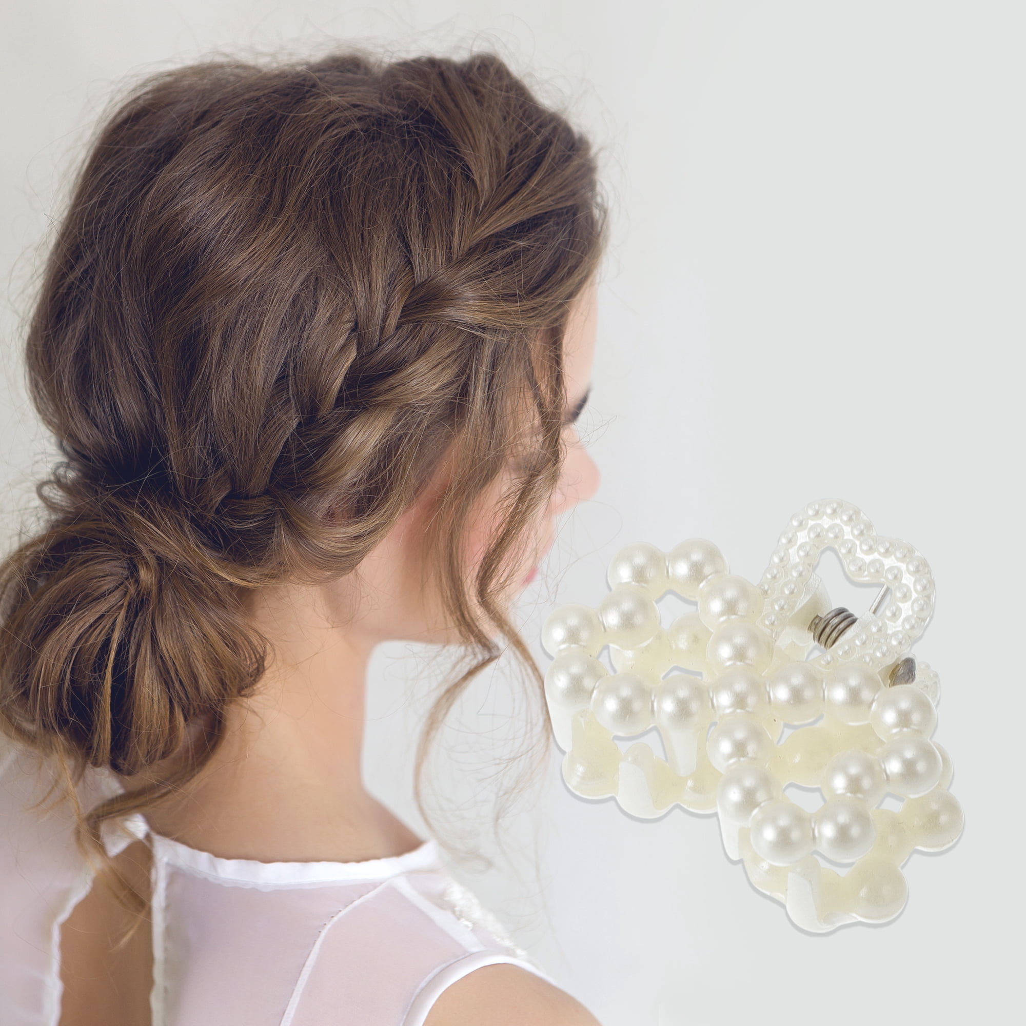 Unique Bargains 6Pcs Women Fashion Pearl Mini Pearl Cross Hairdo Clips Pearl Figure 8 Knot