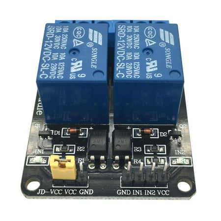 2-Channel 5V Relay Module with Optocoupler MCU Development Board Accessory for Arduino, PLC Control