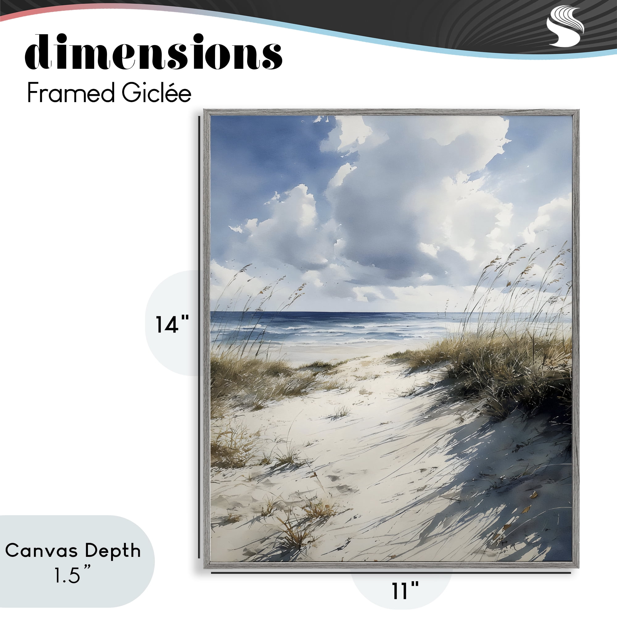 Stupell Industries Dune Beach at Midday Gray Framed Giclee Art, design by Franklyn Gregory