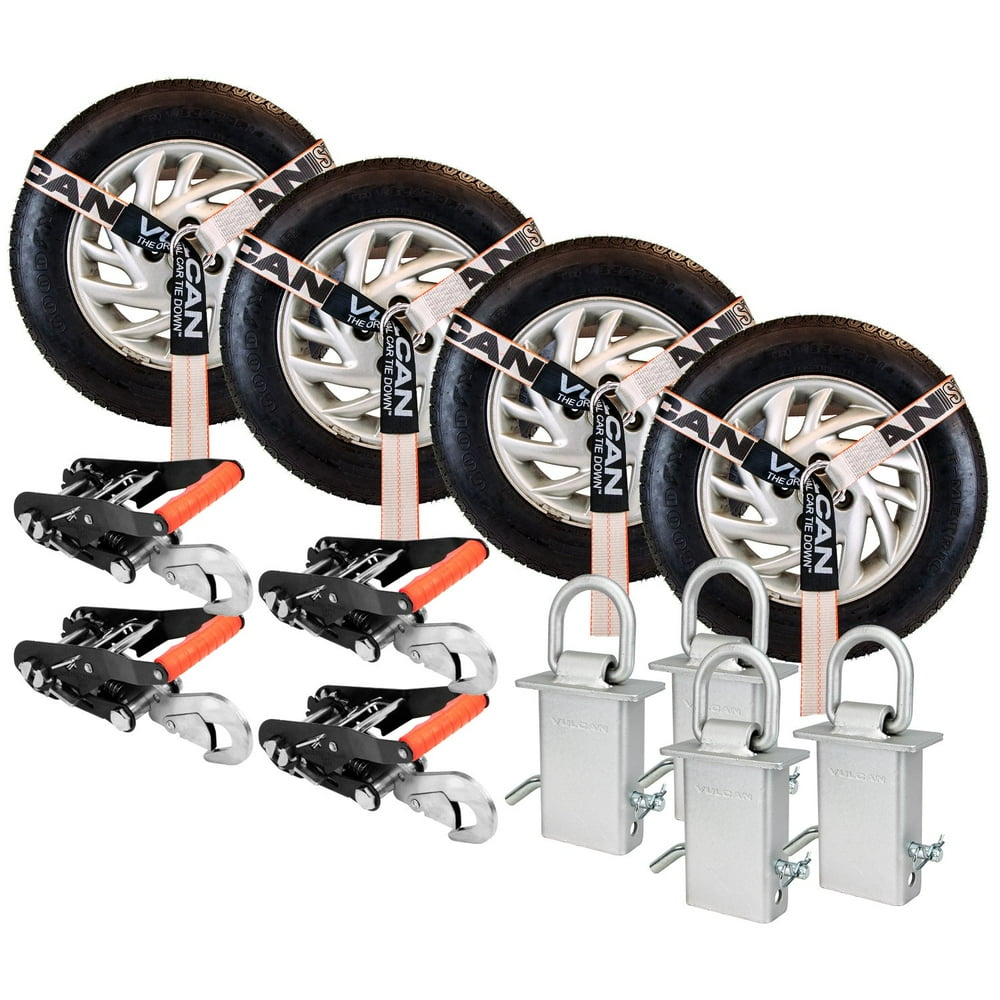 VULCAN Snap Hook Tie Down Kits with Heavy Duty Stake Pocket D Rings