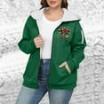 thumbnail image 4 of Pounoo Gift Christmas Zip Up Hoodies for Women Early Fall Fashion Hooded Thick Sherpa Lined Long Sleeve Sweatshirts Casual Y2K Jacket, 4 of 5