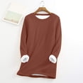 thumbnail image 2 of Mepaouo Women Warm Sherpa Lined Fleece Crewneck Sport Sweatshirt Pullover Loungewear(Brown,M), 2 of 4