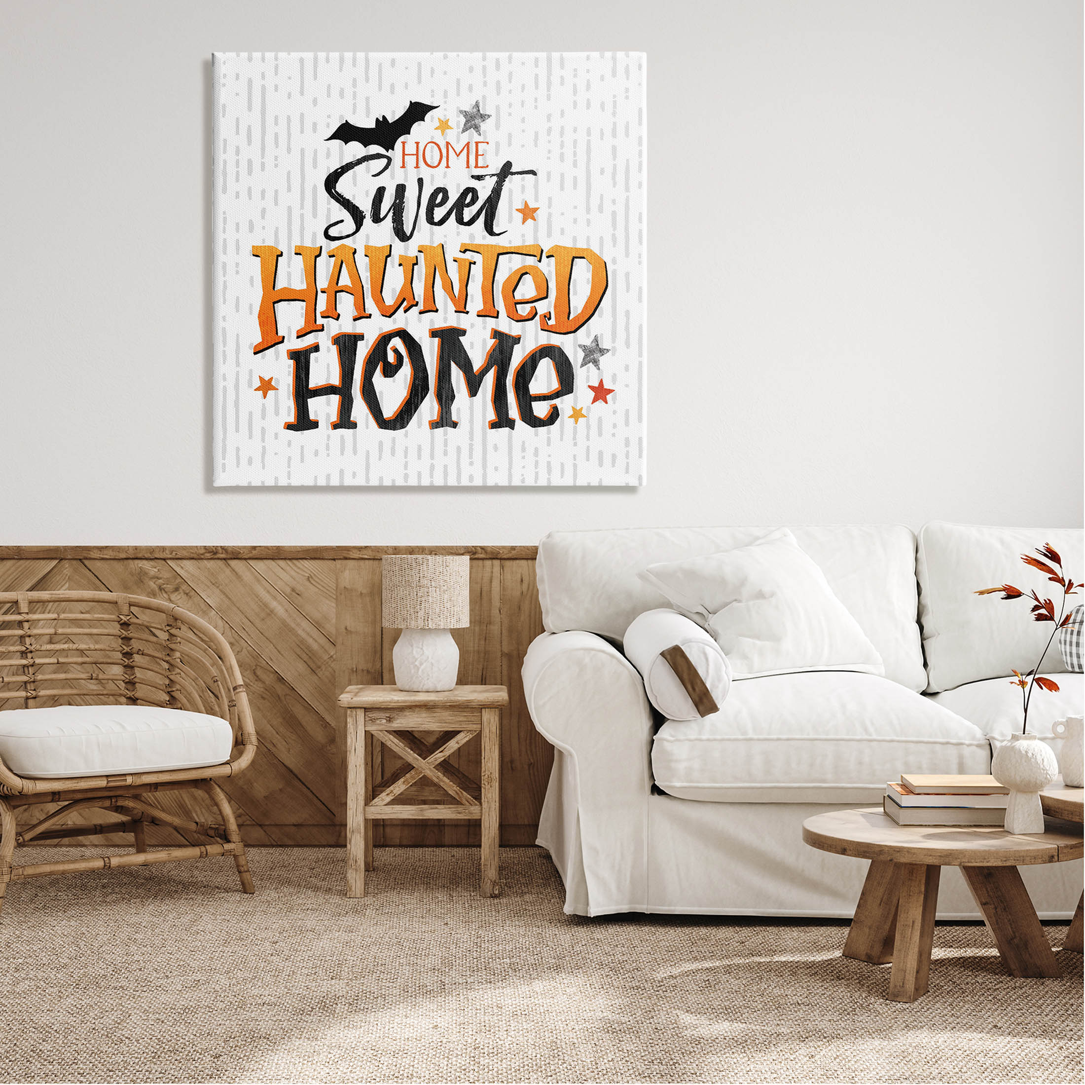 Sweet Haunted Home Patterned Holiday Graphic Art Gallery Wrapped Canvas Print Wall Art