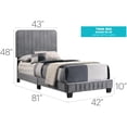thumbnail image 2 of Glory Furniture Lodi Velvet Upholstered Twin Bed in Gray, 2 of 6