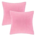 thumbnail image 4 of Fluffy Corduroy Velvet Solid Color Suqare Cusion Accent Decorative Throw Pillow for Couch, 22" x 22", Pink, 2 Pack, 4 of 6