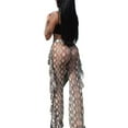 thumbnail image 3 of KOMOO Women Sheer Stretch Pants Leopard Serpentine High Waist Tight Trousers Side Tassel Pants, 3 of 5