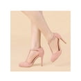 thumbnail image 6 of BLISSFUL STEP Women's Shoes Round Toe Stiletto Heel T-Strap Sandals Dust Pink 7, 6 of 8