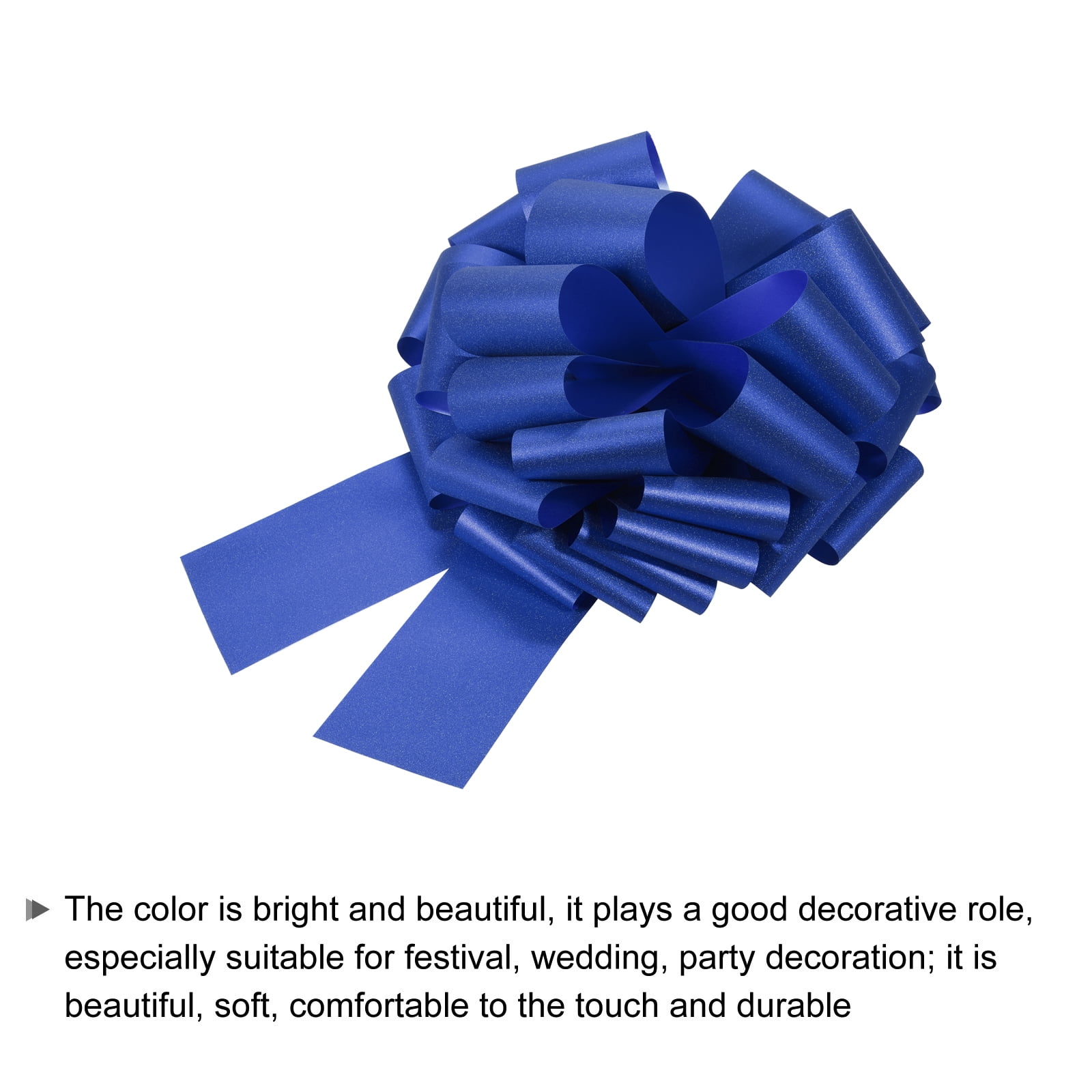 2pcs 16 Inch Large Pull Bow Glitter Gift Wrapping Big Pull Bows Ribbon Dark Blue for Wedding Baskets Presents Christmas Party