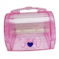 thumbnail image 1 of Handled Storage Box Sewing Box Organizer with Handle Hair Accessory Storage Case Clear and Pink, 1 of 8