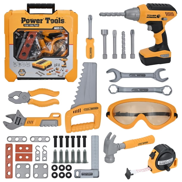 Juego de herramientas HYRENEE Kids con caja de herramientas y taladro electrónico de juguete de 3 a 5 años