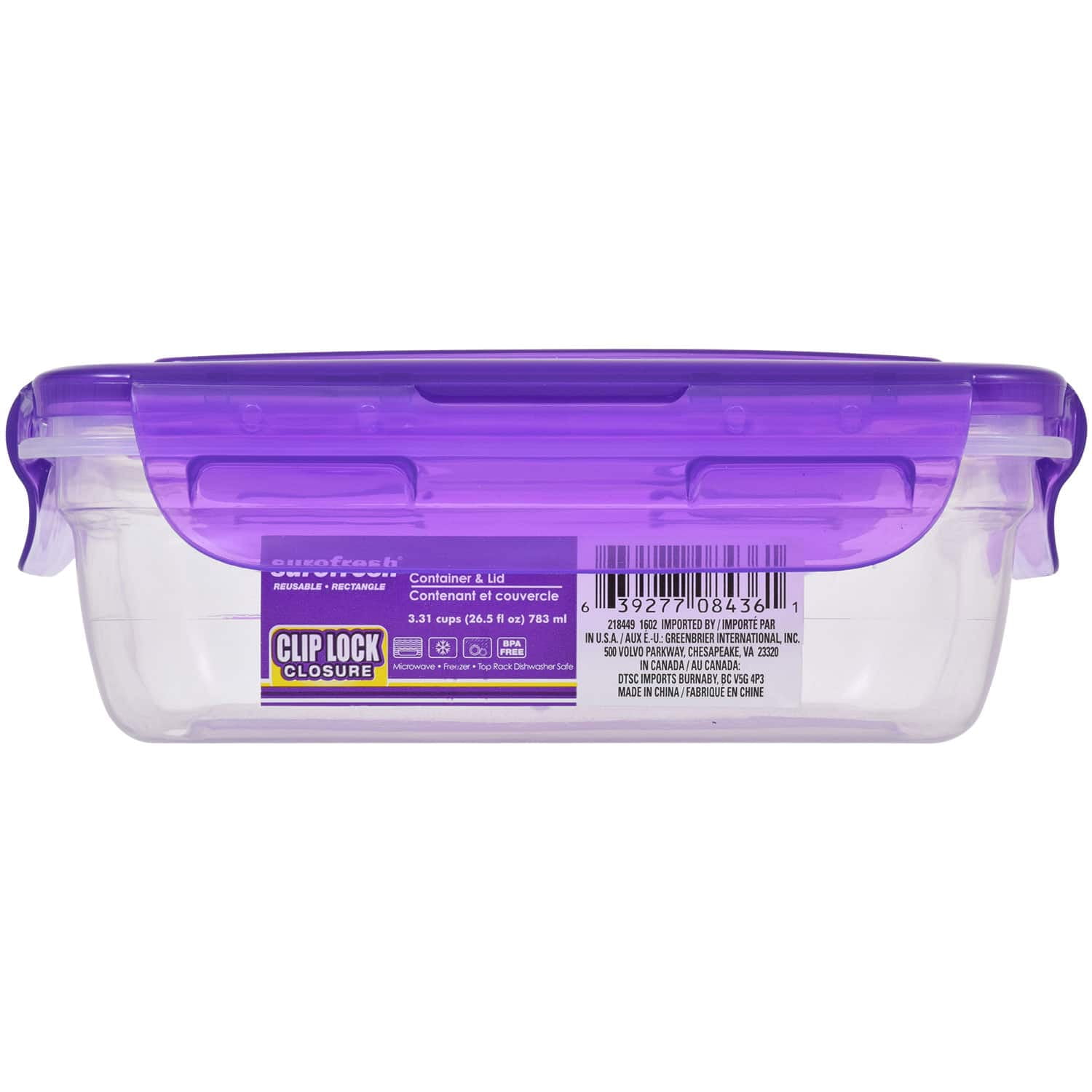 Sure Fresh Rectangular Plastic Storage Boxes with ClipLock Lids, 26.5 oz