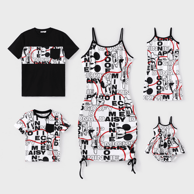 Disney Disney Mickey et Ses Amis Assortis pour la Famille Robe/t-Shirt/combinaison Décontractés à Motif Graffiti