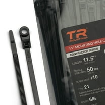 TR Industrial Contractor Series Mounting Hole Cable Ties, Type 21, 11", UV Black, Made in USA, 100-Piece