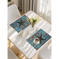thumbnail image 5 of Texas Star Brown Placemats Set of 4, Vintage Farm Barn Blue Wooden Texture Placemats for Dining Table, Place Mats for Kitchen Tabletop, Waterproof Wipeable Dining Table Mats Set, 5 of 9