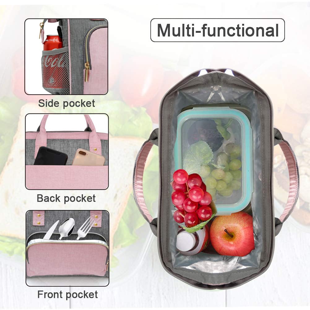 Insulated Lunch Bag for Women, Large 12L Reusable Cooler Lunch Box for Work, Office, Picnic, Leakproof Tote with Shoulder Strap