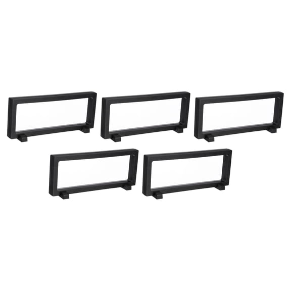 3D Floating Display Frame Coin Jewelry Case Holder with Base 9" x 3.5" Black 5pcs