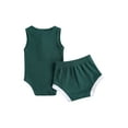 thumbnail image 3 of Douhoow 0-24M Baby Ribbed Clothes Set Summer Sleeveless Button Round Neck Romper Elastic Shorts, 3 of 8