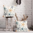 thumbnail image 6 of Orange Blue Teal Starfish Pillow Covers 18X18 Inch Set of 2 Beach Ocean Coastal Decorative Square Pillow Cases Summer Nautical Cotton Linen Cushion Case Home Decor For Sofa Couch Bedroom Outdoor, 6 of 6