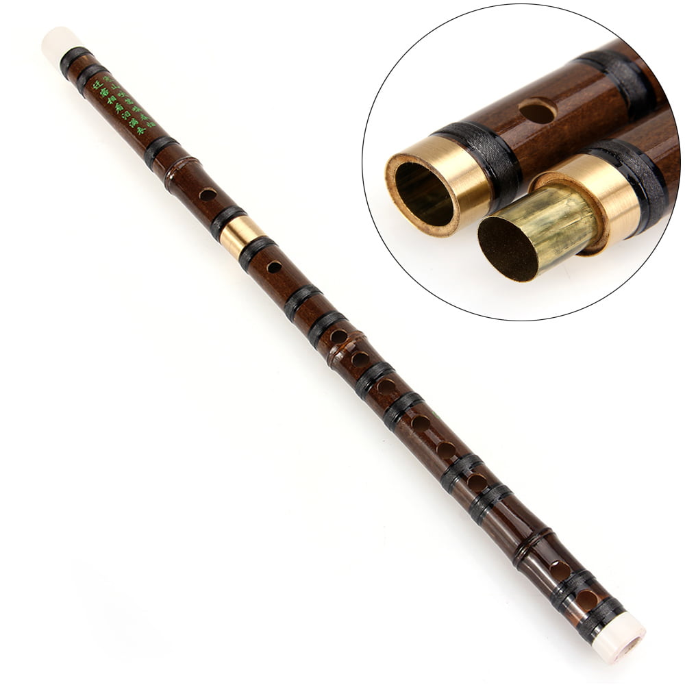 C Key Bamboo Flute Dizi 54cm Reddish‑Brown Traditional Handmade Chinese Musical Woodwind Instrument for Music Lover Beginners Performance