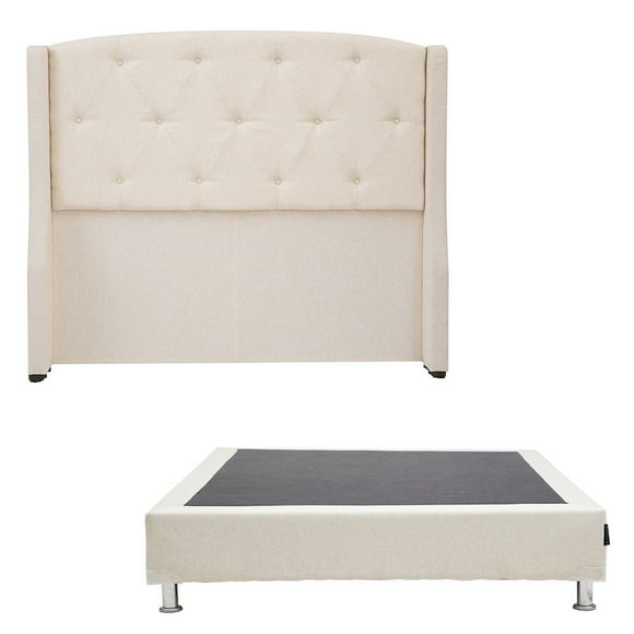 Box Base Cama Individual + Cabecera Zefyr Beige Dicasa Zefyr Dolum