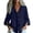 Dark Blue, variant on CHGBMOK Linen Tops for Women Casual Button Up V Neck Long Sleeve Gauze Shirt Loose Lightweight Blouses