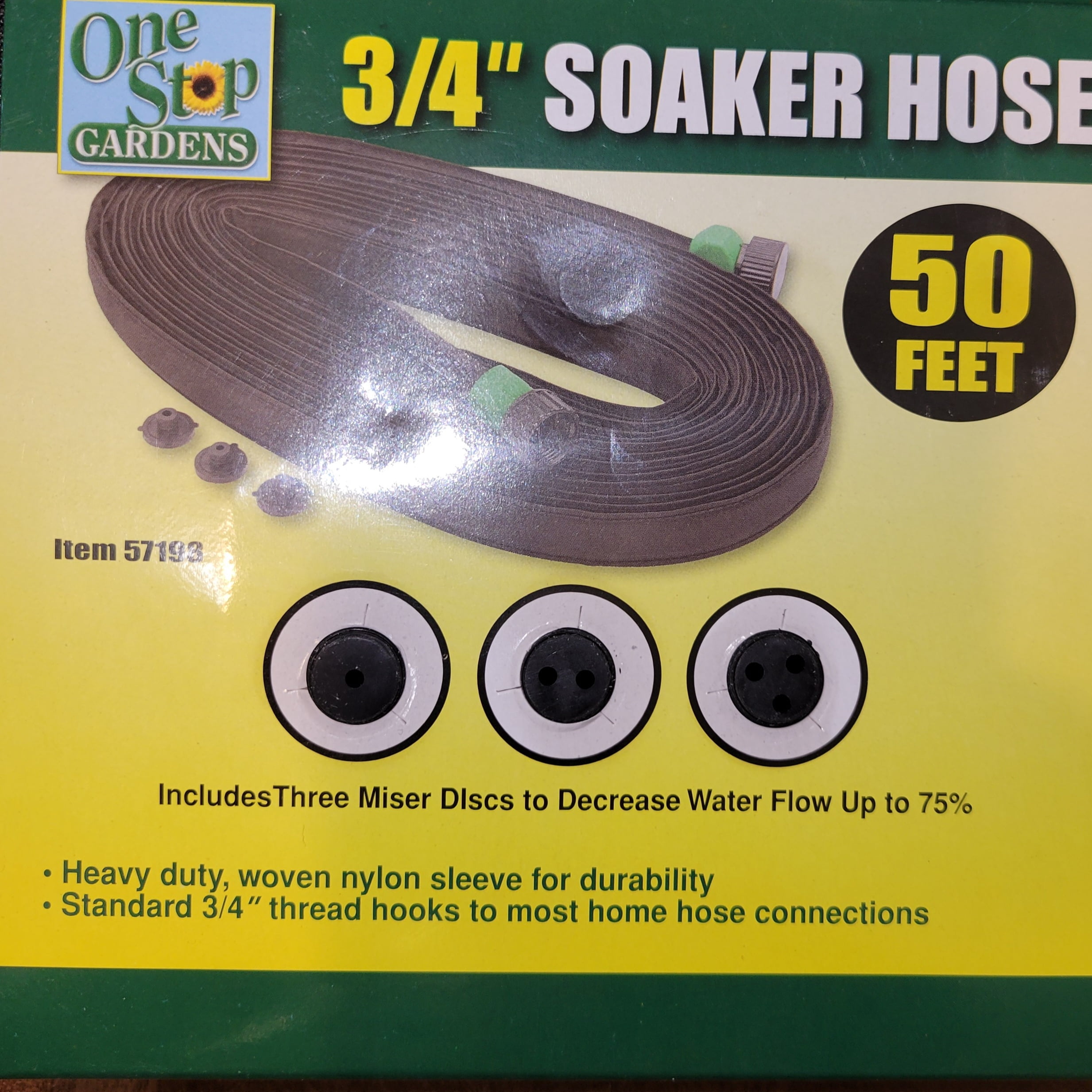 One Stop Flat Seeper 0.75” x 50’ Heavy Duty Garden Hose (2 Pack)