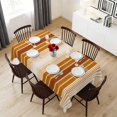 thumbnail image 6 of Burnt Orange Ombre Stripe Table Cloth Waterproof Tablecloths, Farmhouse Simple Striped Tablecloth Dining Table Cover for Kitchen Party Tabletop Outdoor, Rectangle Tablecloth 54x108 Inch, 6 of 9