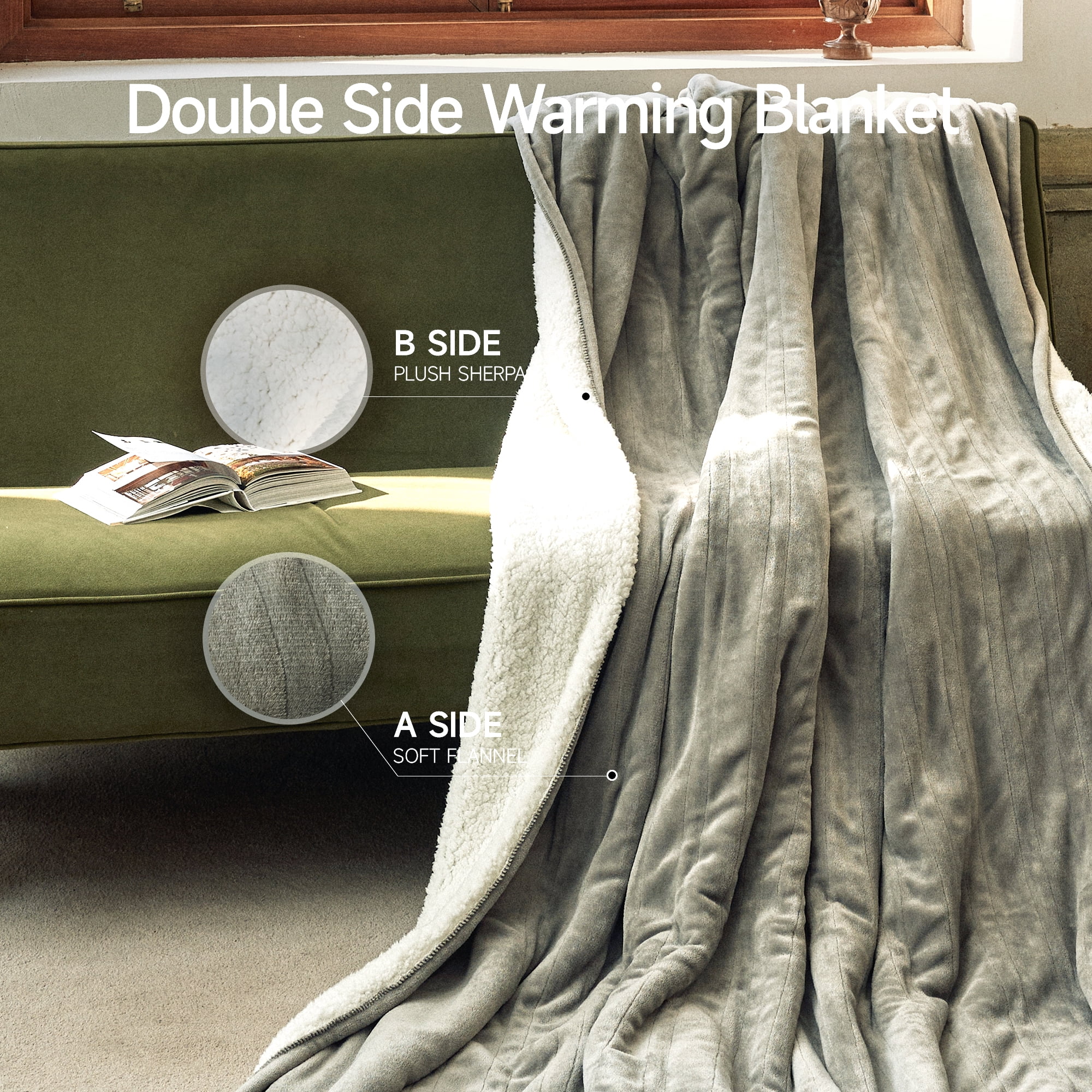 Heated Blanket 84"X90" Queen Size Electric Blanket with 6 Heating Level & 2-10 Hour Auto Off,Machine Washable -Grey