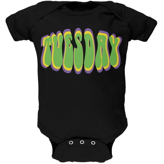Mardi Gras - Fat Tuesday Mardi Gras Black Soft Baby One Piece - 0-3 months