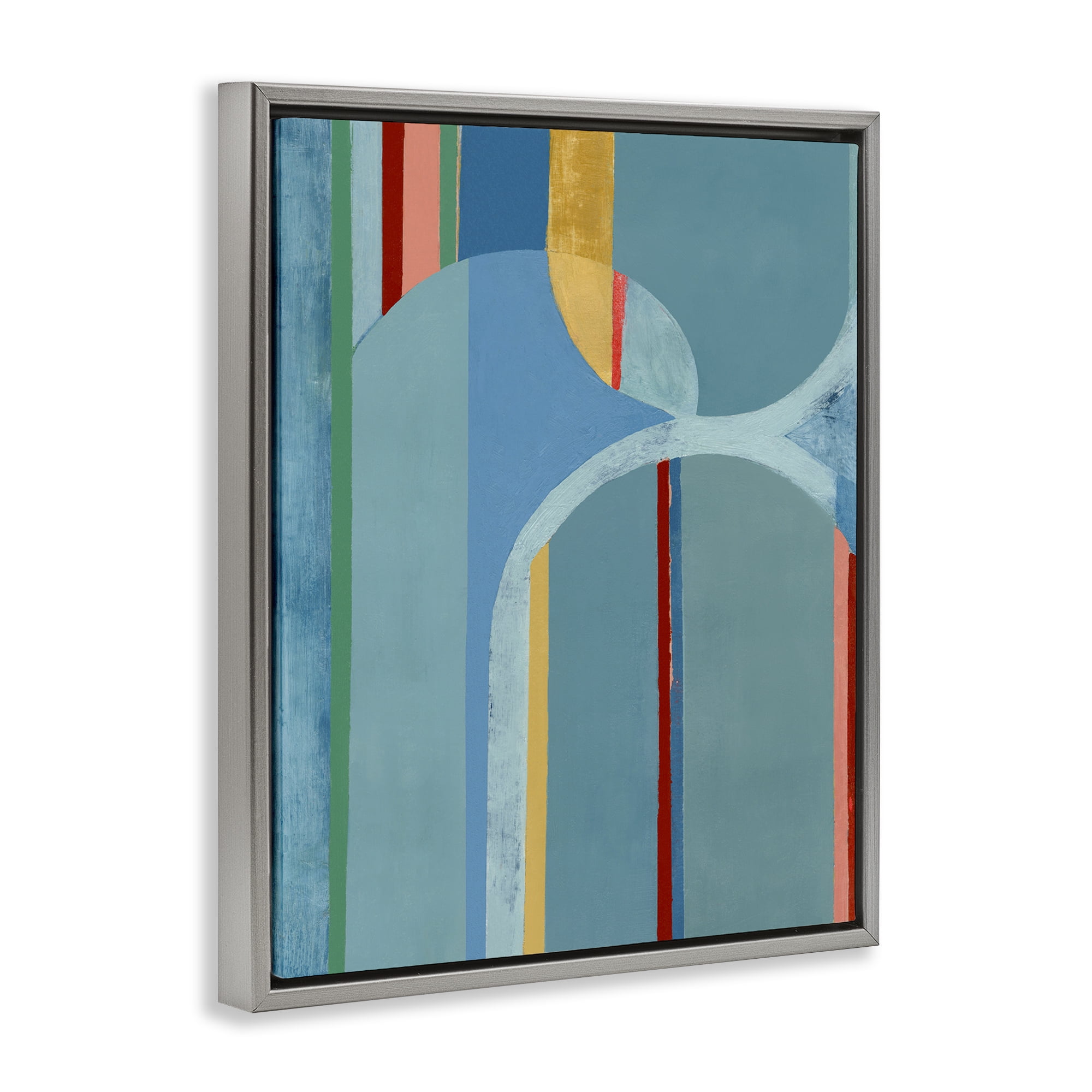 Stupell Industries Funky Blue Arches Abstract Painting Gray Floater Framed Canvas Art Print Wall Art, 17 x 21