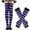 Purple, variant on Wancir 2PC-Set Womens Striped Knee High Socks Long Knitted Arm Warmers Fingerless Gloves for Halloween Costume