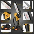 thumbnail image 2 of YAHHU 6 inch Mini Chainsaw with 21V Battery Powered, Cordless Handheld Electric Chainsaw Yellow, New, 2 of 7