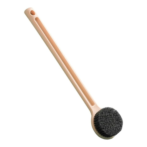 Cepillo de baño con mango largo de 37,5 cm, cepillo exfoliante para espalda para hombres y mujeres. Rosado